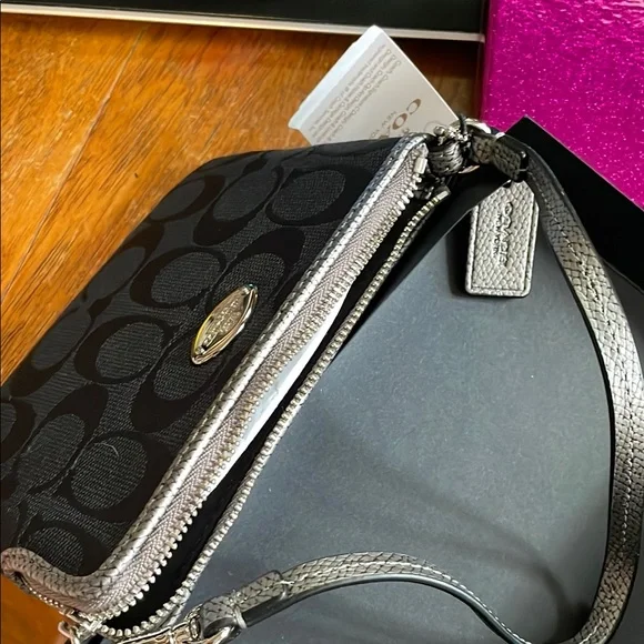 Coach Black and Silver Wristlet - Picture 4 of 12